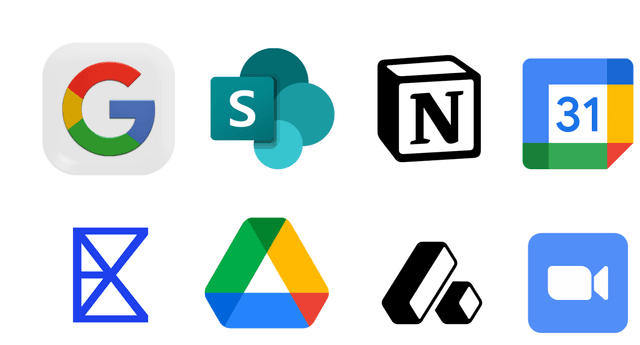 Google Drive, SharePoint, Notion, Calendar, Airtable, Zoom and more